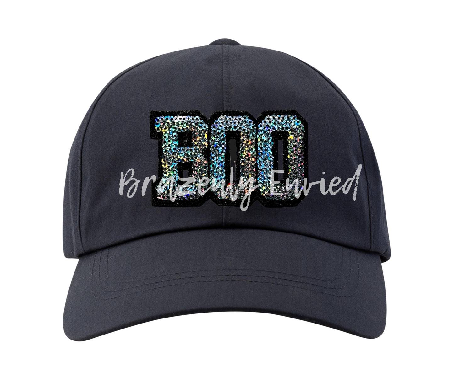 New Halloween trucker Hat  Boo Sequins Patch Silver