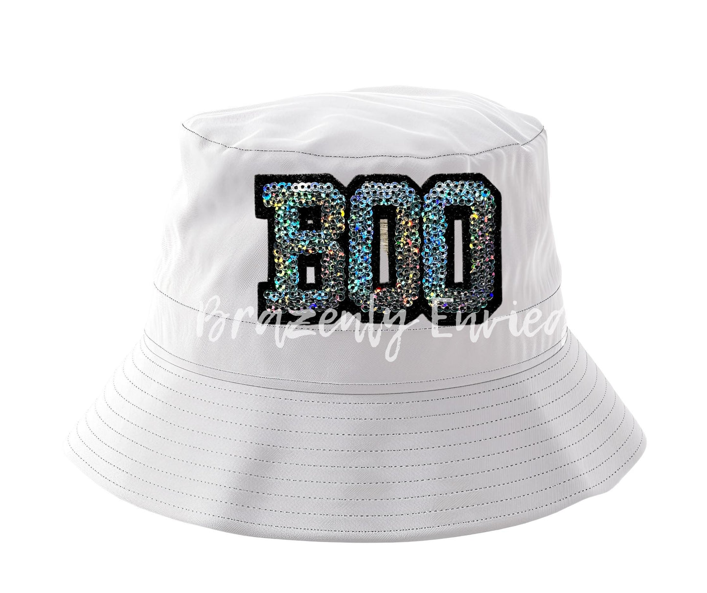 New Halloween trucker Hat  Boo Sequins Patch Silver