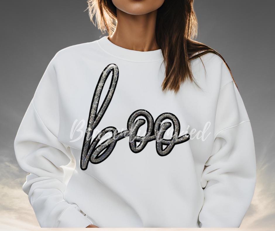 Halloween Patch Silver Boo Script Sequins Patch