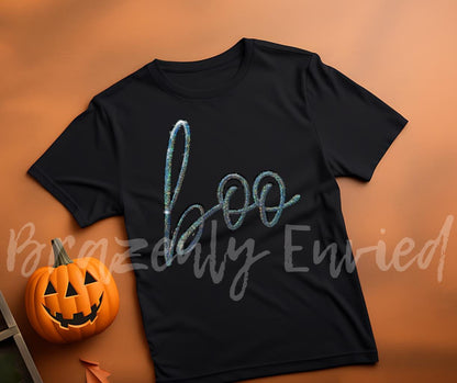 Halloween Patch Silver Boo Script Sequins Patch