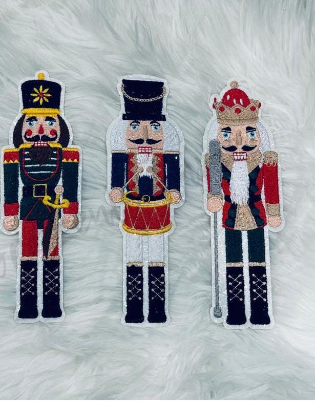 Nutcracker Patch Christmas Chenille Soldier Iron On Applique Red-Blue-Green