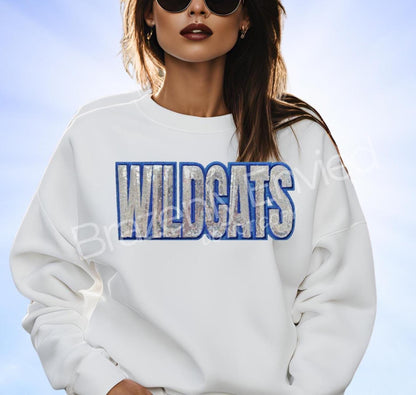 Wildcats Patch | Silver Sequins with Blue Glitter Backing