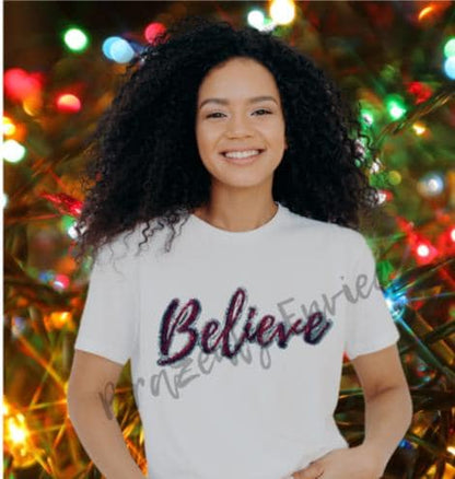 Christmas Patch | Believe Sequins Patch | Iron On Patch | Red and Silver Patch | Christmas Sequins Patch | Great for Christmas Shirt