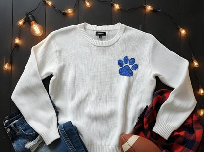 Paw Patch| royal BLUE Sequin with Silver Glitter backing Sequins PAW Patch| Hat Patches |Bulldogs Patch |Tiger patch| DIY | Iron On I