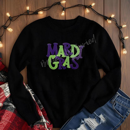 Mardi Gras Patch FLUFFY Patch    Pressing Instruction Listed under description