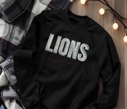 LIONS Patch: Silver Sequins Iron On Applique