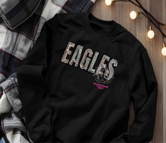 Eagle Patch: Silver Sequins Iron On Applique