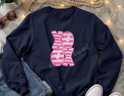 Valentine XO Patch: Pink Sequin Iron-On Applique (11x8)