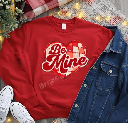 Valentine Patch - Be Mine Heart Valentine Chenille Iron On Applique