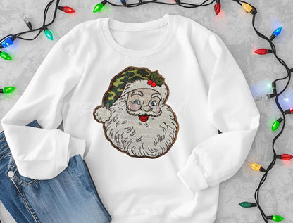 Santa Patch | Camouflage Sequins Holiday Iron On Christmas Applique