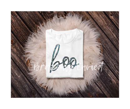 Halloween Patch Silver Boo Script Sequins Patch