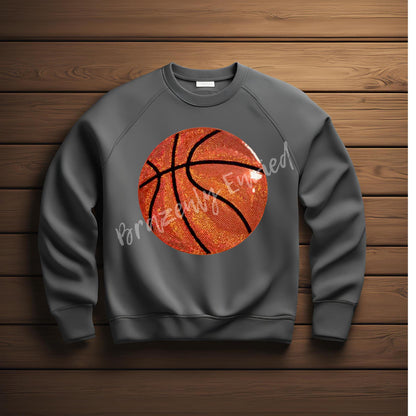 Basketball Sequin Patch - Sports Iron On Applique (11.25 Inch)