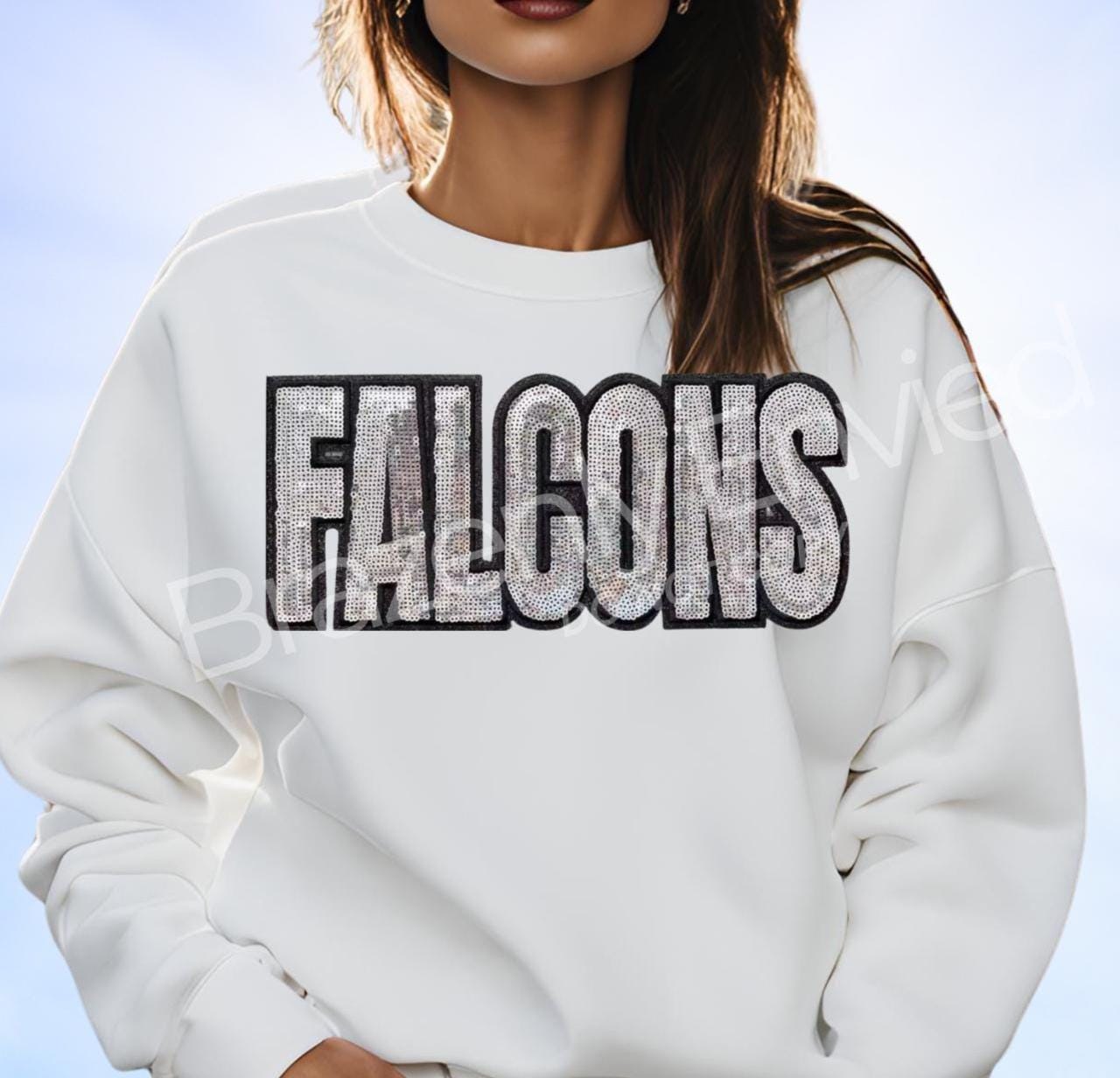 FALCONS Patch| Silver Sequins with Black Glitter Backing