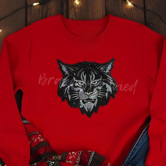 WILDCAT Patch| Silver and Black Sequins with Black Glitter Backing