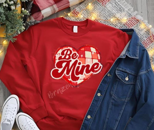 10-Be Mine Heart Chenille Patch: Valentine's Day Shirt Applique (9.5x12")