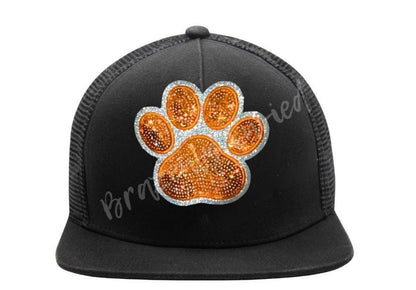 Paw Patch| ORANGE Sequin with Silver Glitter backing Sequins PAW Patch| Hat Patches |Bulldogs Patch |Tiger patch| DIY | Iron On
