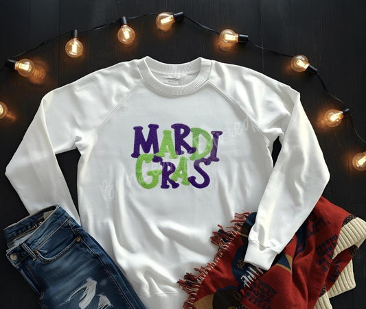 Mardi Gras Patch FLUFFY Patch    Pressing Instruction Listed under description