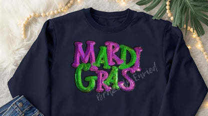 Mardi Gras Sequin Patch - Heat Press Adhesive (11.5"Wx9"H)