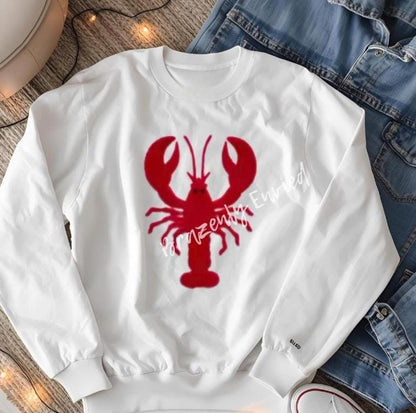 Mardi Gras Patch  Iron on LOBSTER Fluffy Applique