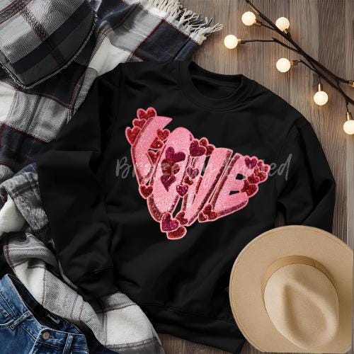 Valentine's Love Sequin Patch - Holiday Iron On Applique