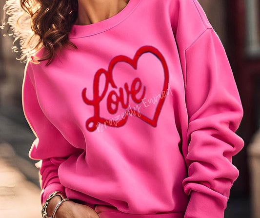 Valentine Patch Love Iron On Fluffy Applique Red