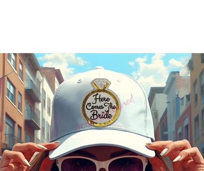 Bride Patch Sequins Iron On Applique Here Comes The Bride Small Hat Patch