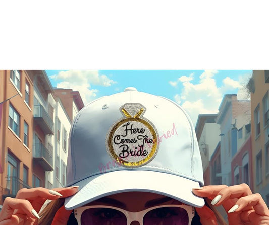 Bride Patch Sequins Iron On Applique Here Comes The Bride Small Hat Patch