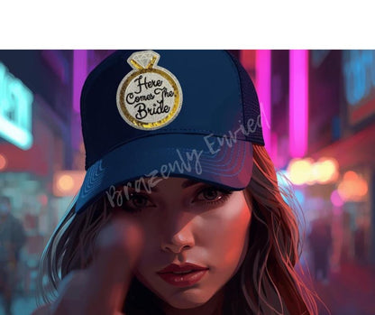 Bride Patch Sequins Iron On Applique Here Comes The Bride Small Hat Patch