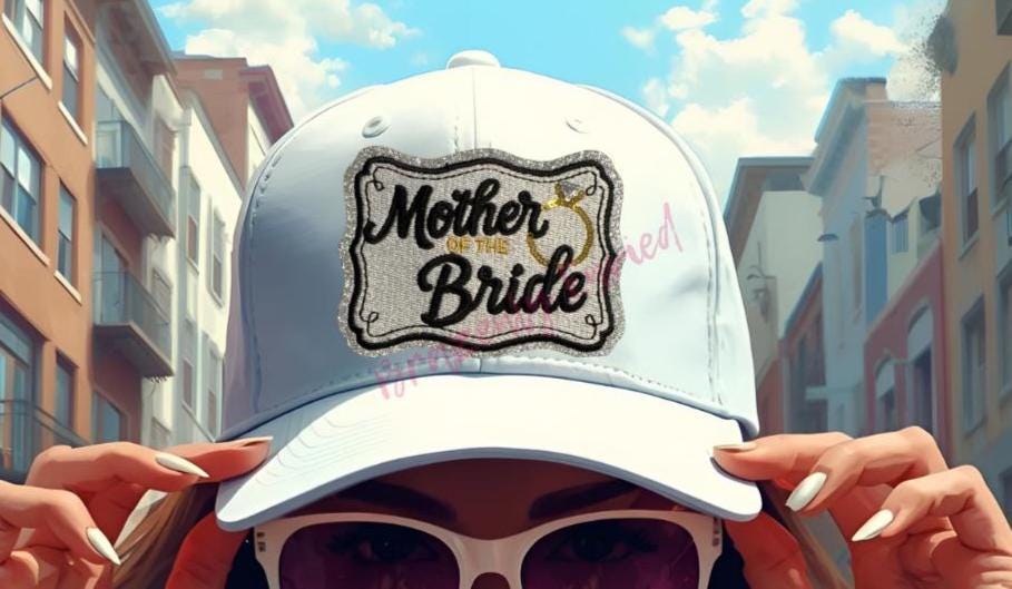 Mother of The Bride Patch Sequins Iron On Applique Small Hat Patch