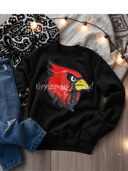 Cardinals Patch: Red Sequins Iron On Applique