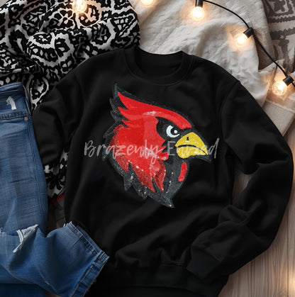 Cardinals Patch: Red Sequins Iron On Applique