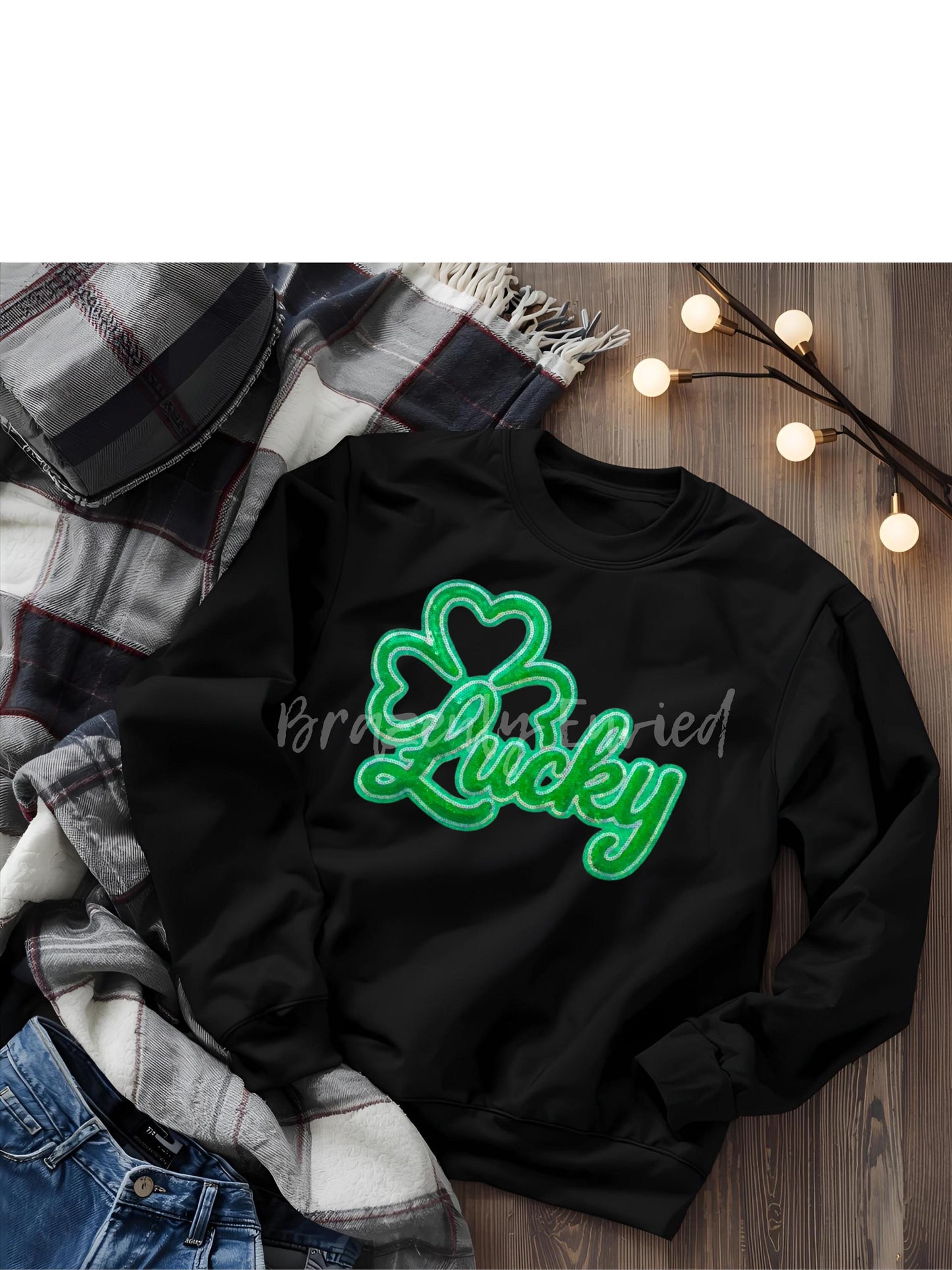 St Patrick's Day Shamrock Patch  Lucky Sequins Iron On Applique