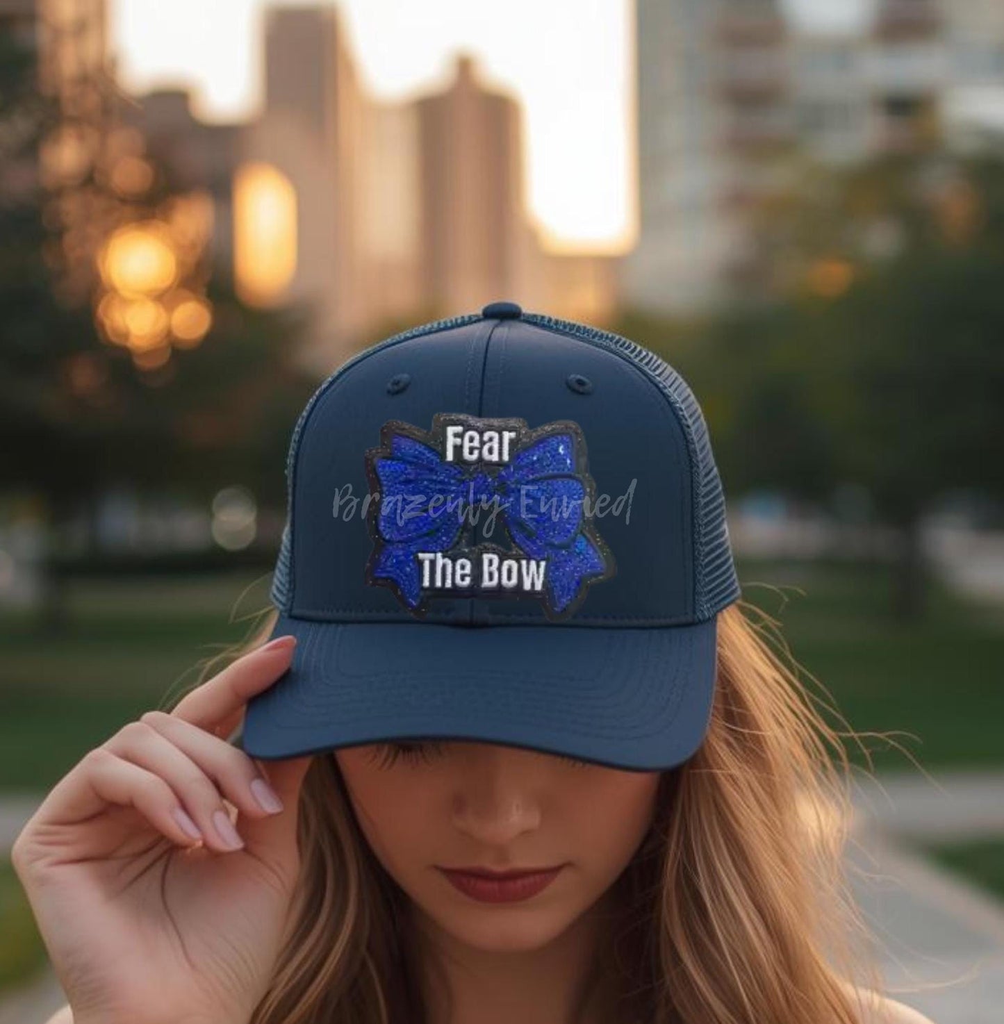 Cheer Patch Sequins Iron On Applique Small Hat Patch Fear the Bow