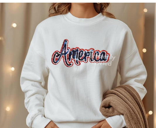 Patriotic America Sequins Patch (5"H x 11.25"W)