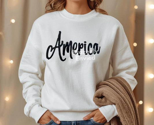 America Patch Fluffy Chenille Iron On Applique