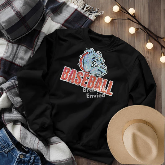 Bulldog Patch | Terries Iron-On Baseball Applique | Bulldogs Sequins with Red Collar