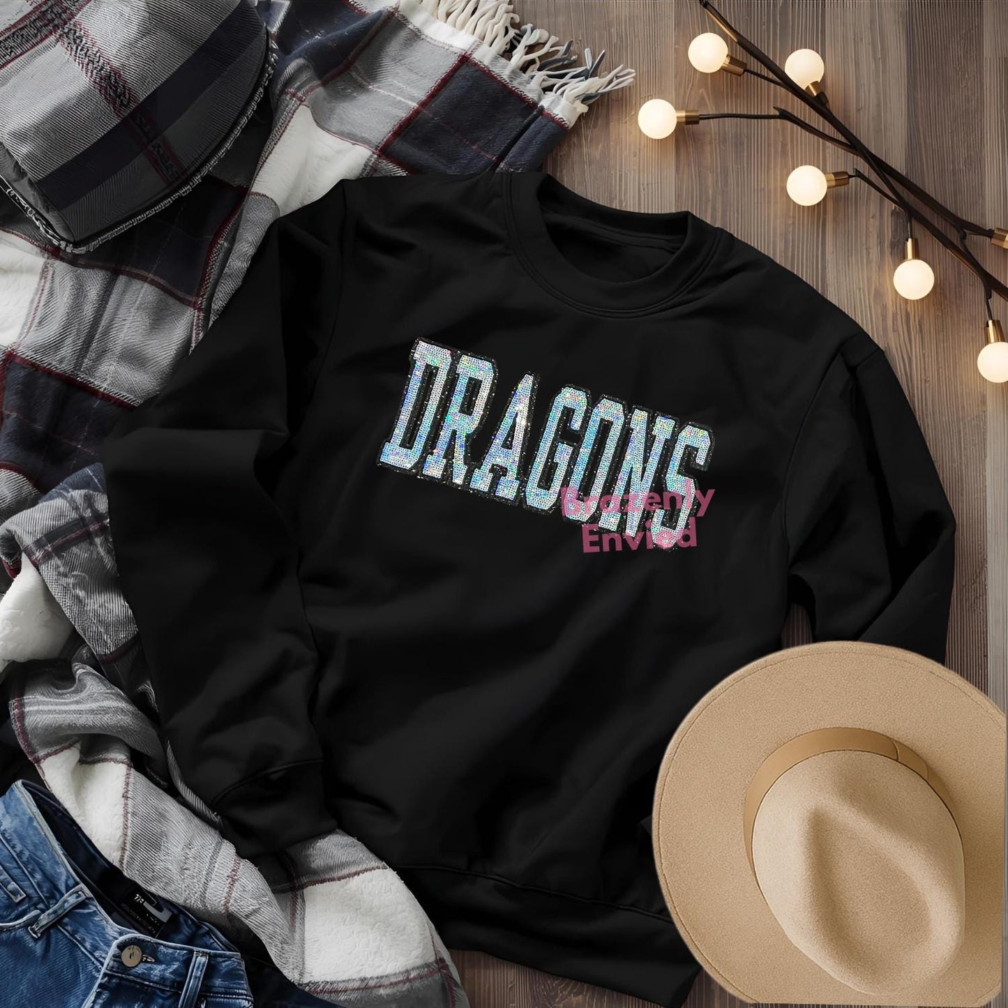 Dragons Patch| Silver Sequins with Black Glitter Backing