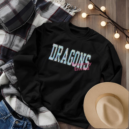 Dragons Patch| Silver Sequins with Black Glitter Backing