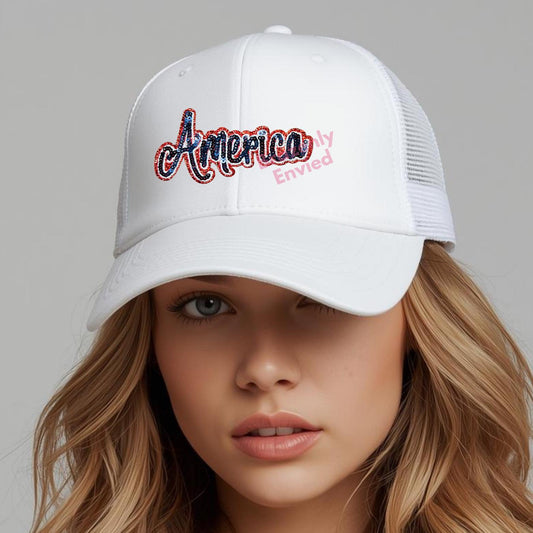 Patriotic America Sequins Patch (1.5"H x 3.25"W)