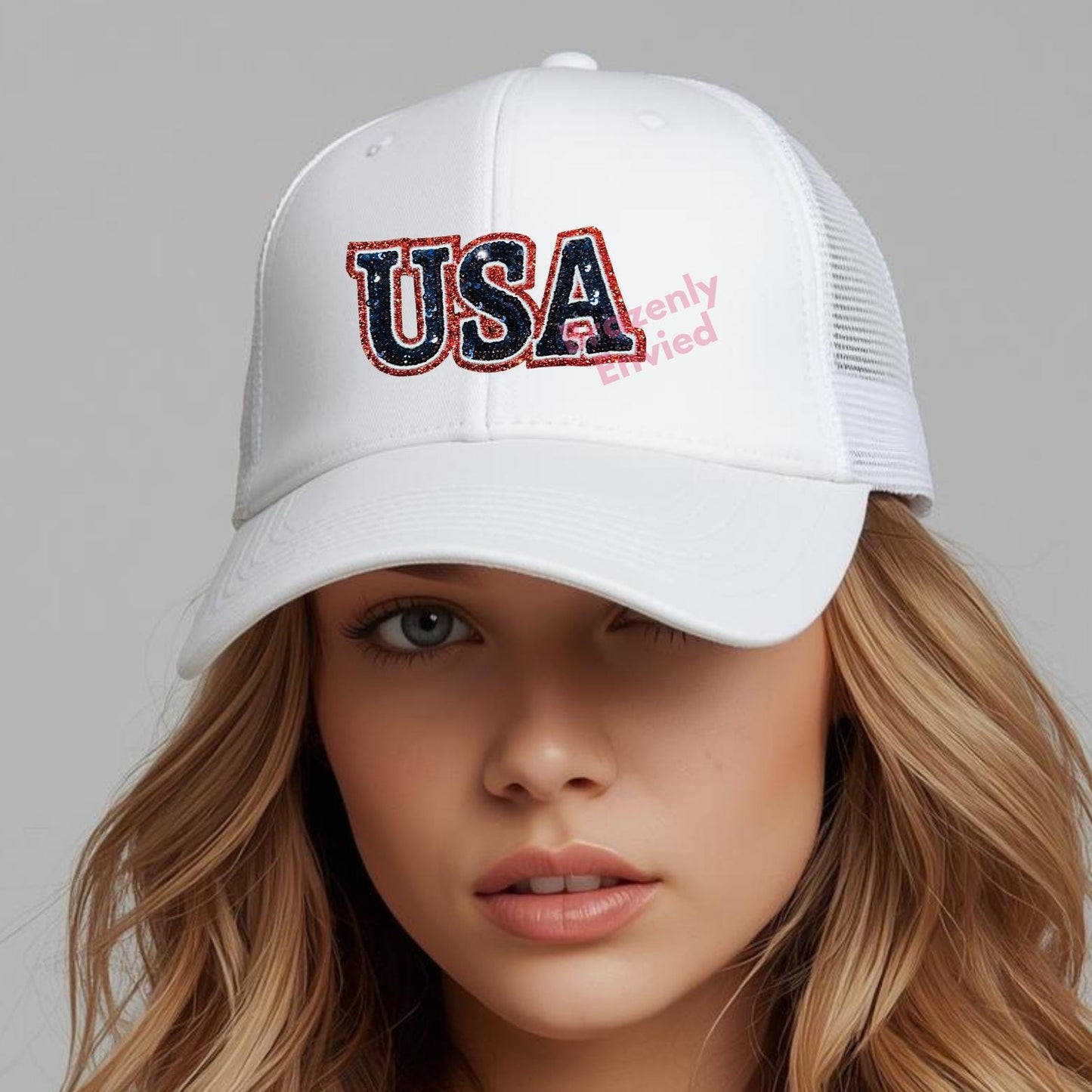 Patriotic USA Sequins Patch (1.5"H x 3.25"W)