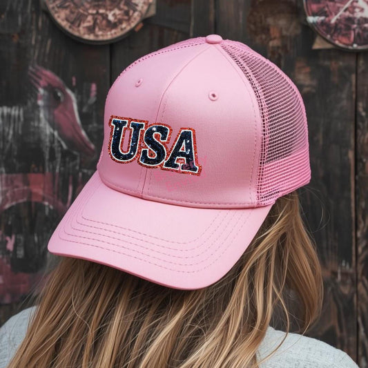 Patriotic USA Sequins Patch (1.5"H x 3.25"W)