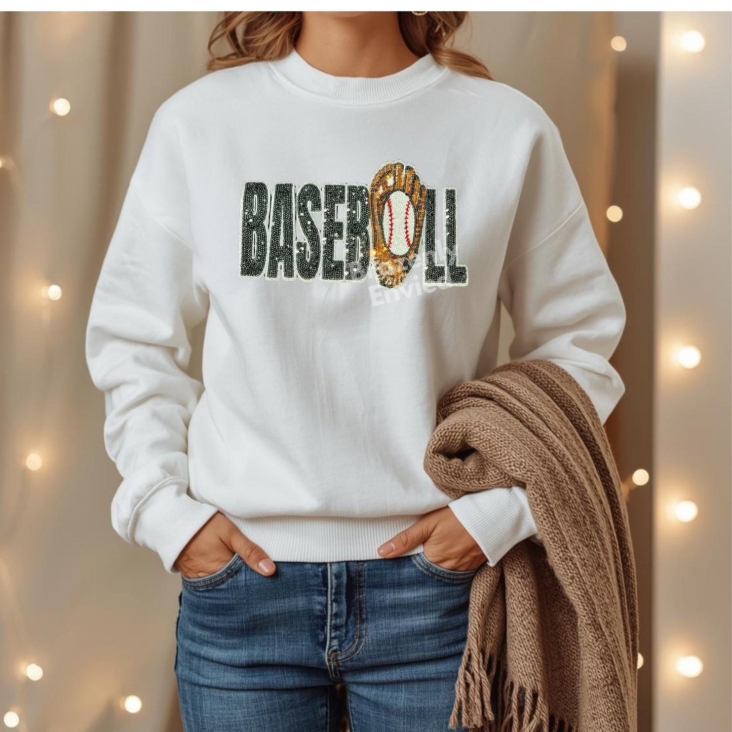 Baseball Sequins Patch (6.5"H x 11"W)