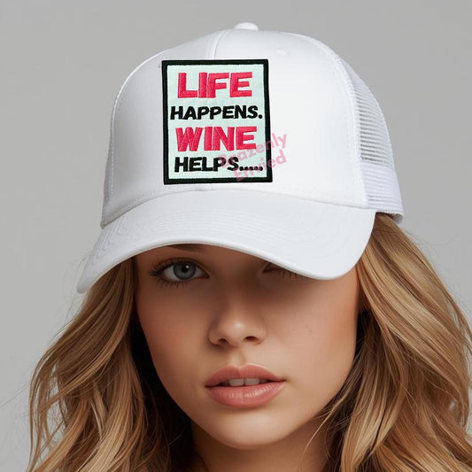 Hat Patch Life Happens Whiskey Helps   (3"W x 3.5"H)