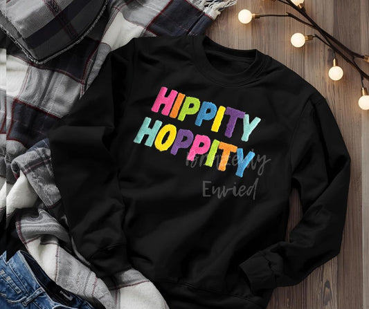 Easter Patch Hippity Hoppity Fluffy Iron On Applique