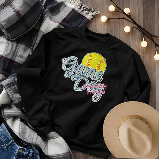 Softball Patch Game Day Iron on sequins applique