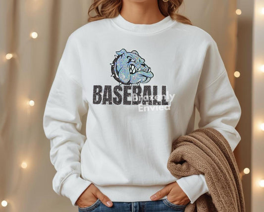 Bulldog Patch | Terries Iron-On Baseball Applique | Bulldogs Sequins with Black Collar