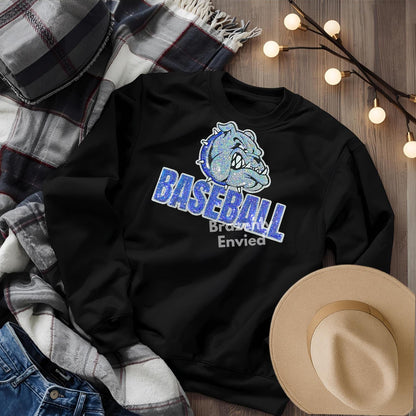 Bulldog Patch | Terries Iron-On Baseball Applique | Bulldogs Sequins with Blue Collar