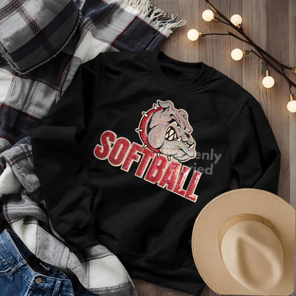 Bulldog Patch | Terries Iron-On Softball Applique | Bulldogs Sequins with Red Collar