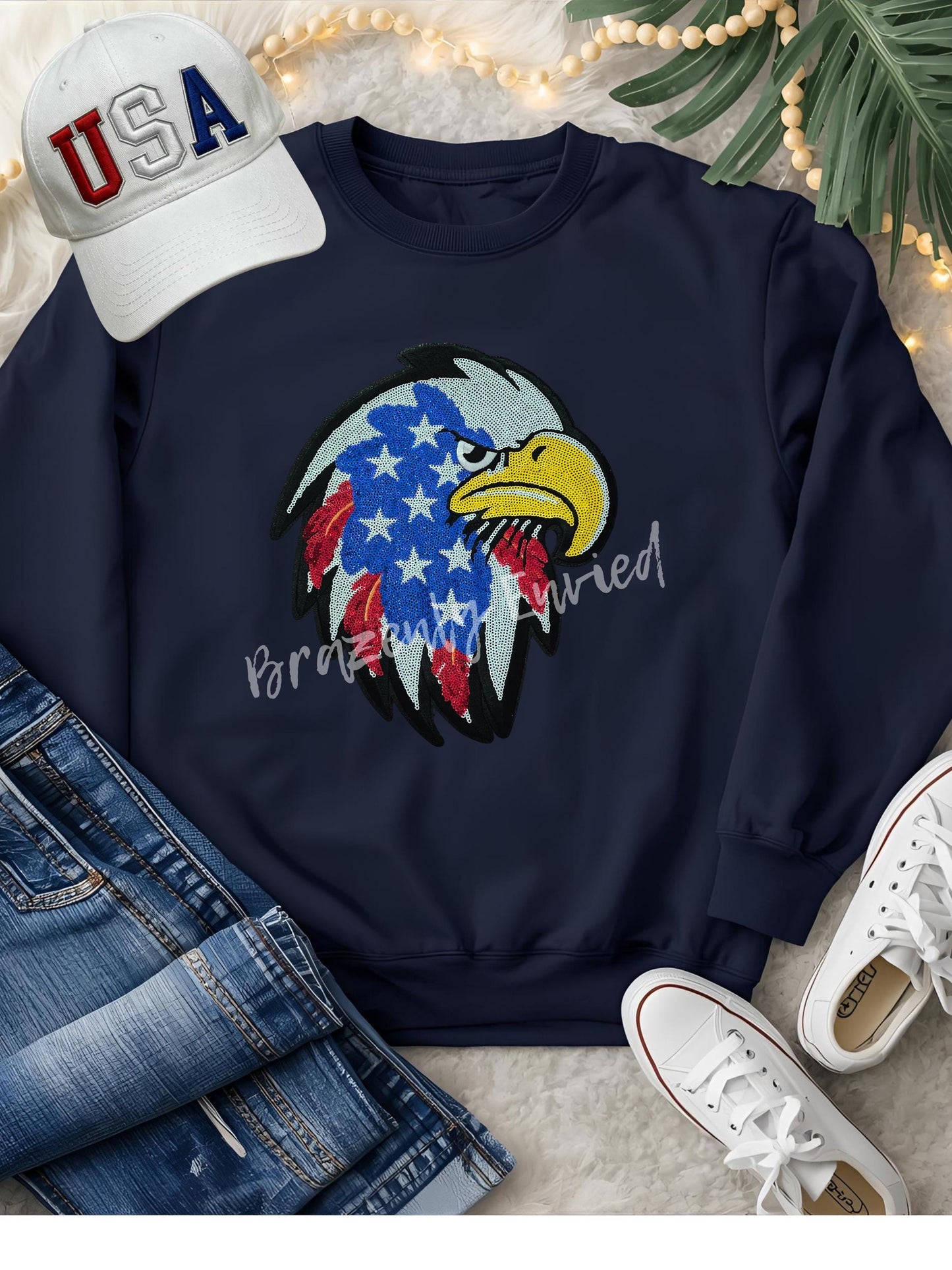 Eagle Patch Sequin  Iron On Patriotic Applique 250 celebration