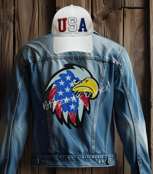 Eagle Patch Sequin  Iron On Patriotic Applique 250 celebration